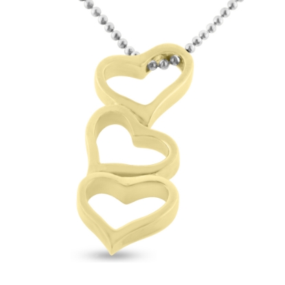 Billede af Vedhæng 3 hjerter (hj. 29 mm.) 925 s. forgyldt (forgyldning vil blive slidt af ved dagligt brug !)