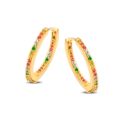 Billede af Spirit Icons Passion creoler forgyldt sølv m. multifarvede zirkoniasten (s)