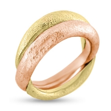 Billede af Ring dobbelt ½ rødt guld +  ½ gult guld 14 kt.