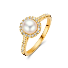 Billede af Spirit Icons Malibu Pearl ring forgyldt sølv m. fvp + cz (str. 50)