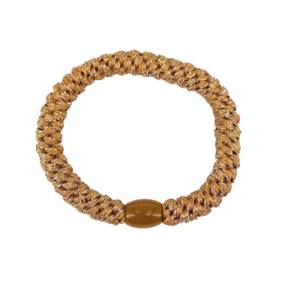 Billede af Aqua Dulce Hårelastik - Lysebrun m. sølv glimmer + brun luk