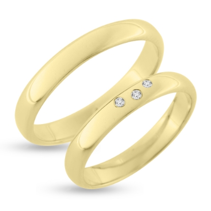 Billede af Vielses & Forlovelses ringe, d-ring 3* 0,01 w/vs. 14 kt. (br. 3,5 mm. tk. 1,5 mm.)