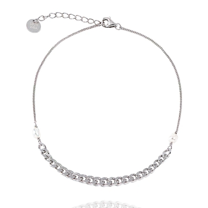 Billede af WiOGA Irene ankelkæde sølv med ferskvandsperler (24+3 cm)