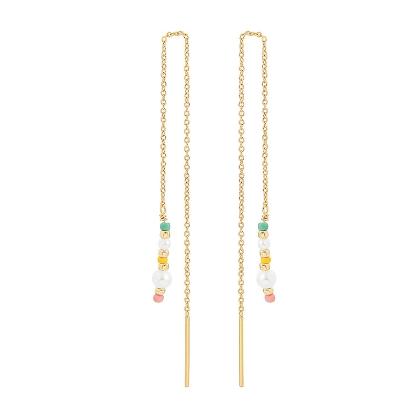 Billede af *Hultquist Aurora Chain Øreringe sølv forgyldt kæde med ferskvandsperler og miyukiperler