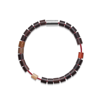 Billede af Mads Z Black Sun "Rincon" armbånd sølv lås, rød nylon