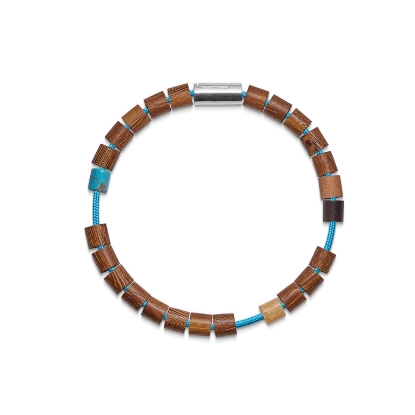 Billede af Mads Z Black Sun "Hanalei Bay" armbånd sølv lås, turkis nylon