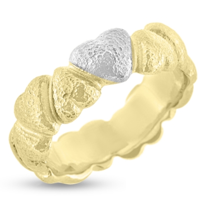 Billede af Ring hjerter, massiv, hjerter i forskellige str. 14 kt. 1. hjerte i 14 kt. guld hvg. fattet med 12 brillanter a 0,01 w/vs. (hjertering)