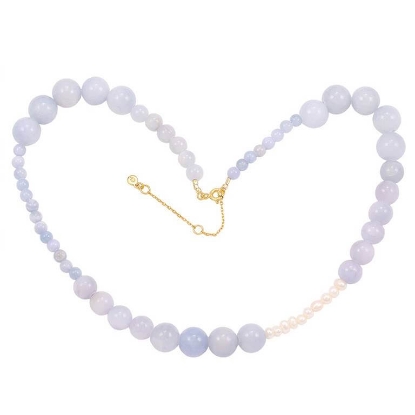 Billede af *Hultquist Fabianne halskæde forgyldt sølv m. perler (40+5cm)