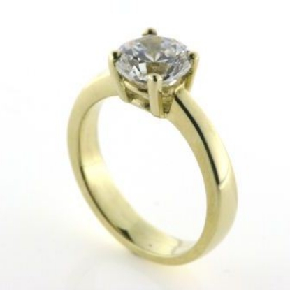 Billede af Ring 4 grab. fatning, syn. sten, 8,0 mm. 8 kt facon 6,6 gr (prisen er excl. guld)