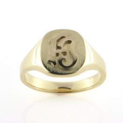 Billede af Ring, massiv med udsavet monogram FJ, guld