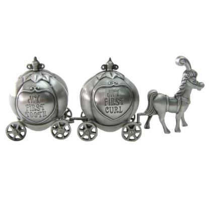 Billede af Fortinnet skrin m. tand/hårlok karet