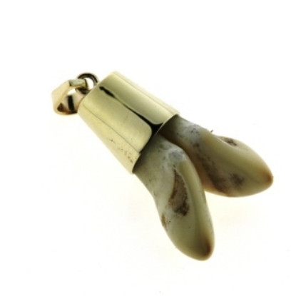 Billede af Tand vedhæng, 2 grandeler m. patz øsken 8 kt., facon + 4,0 gr.