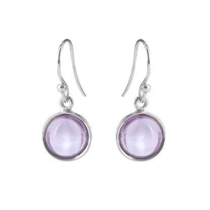 Billede af Susanne Friis Bjørner Ørering sølv rund cabochon lys lilla ametyst 10 mm