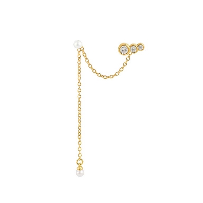 Billede af Hultquist Shooting Star ørering sølv forgyldt med zirkoniasten og ferskvandsperle - 1 stk.