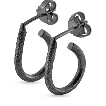 Billede af Øreringe "Perfection" halvcreol 925s oxideret sølv