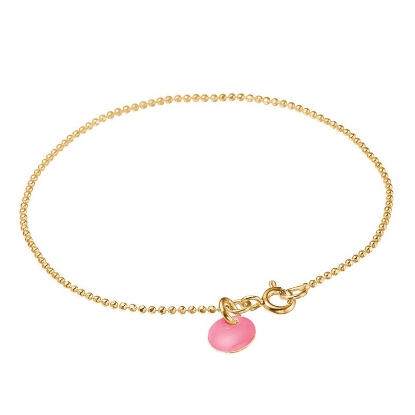 Billede af *ENAMEL Copenhagen Ball Flamingo armbånd sølv forgyldt kuglekæde (17,5cm)