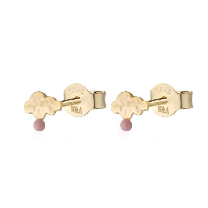 Billede af WiOGA Kara øreringe forgyldt sølv m. lyserød emalje