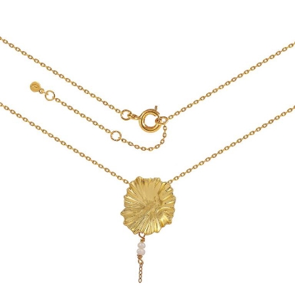 Billede af Hultquist Dagmar halskæde forgyldt sølv m. ferskvandsperler (40+5cm)