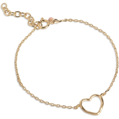 Billede af ENAMEL Copenhagen Organic Heart armbånd forgyldt sølv (15+3cm)