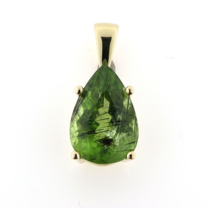 Billede af Vedhæng med fac. dråbe slebet grøn sten 14 kt.