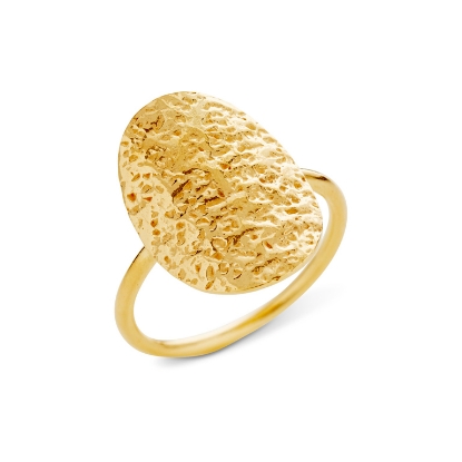 Billede af Susanne Friis Bjørner Ring sølv forgyldt rå overflade oval str. 48-60