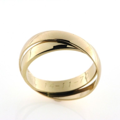 Billede af Ringe, 14 kt. 2 Ringe loddet fast sammen (lille ring loddet på skrå ind i store)