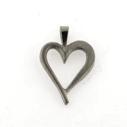 Billede af Vedhæng hjerte, med fast øsken, åbent massivt, 14 kt. hvg.