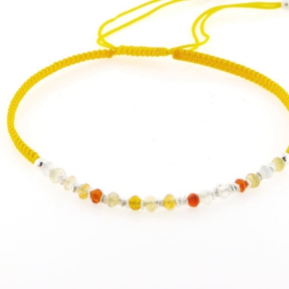 Billede af By Pind Colorful knyttet armbånd sølv forgyldt gult med ildopaler