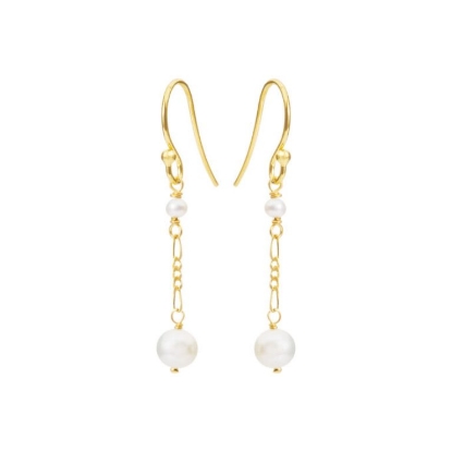 Billede af Susanne Friis Bjørner øreringe forgyldt sølv m. ferskvandsperler