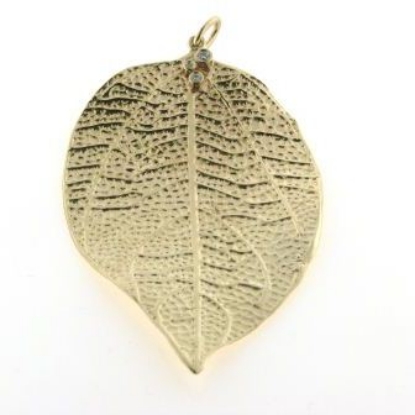 Billede af 1 Blad massivt med 3 brillianter 14 kt.