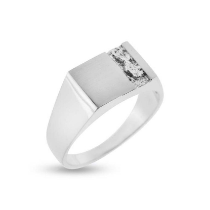 Billede af Herrering m. lukket bund m. plade 9*13mm m. råsølv 925s