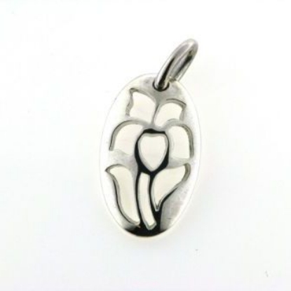 Billede af Vedhæng med udskåret blomst 14 kt. hvg.