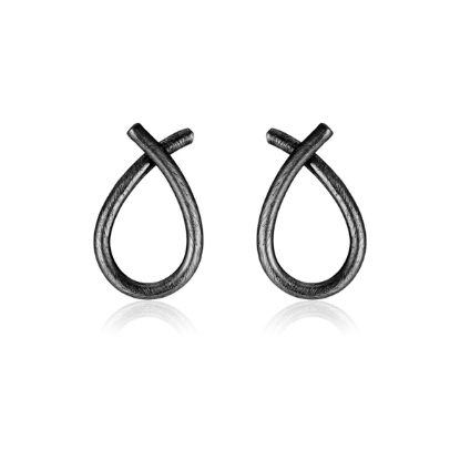 Billede af Susanne Friis Bjørner Ørering sølv sort rhodineret mat dråbe 11x13 mm 