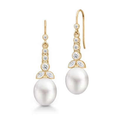 Billede af Julie Sandlau Treasure Chandelier øreringe forgyldt sølv m. ferskvandsperle + cz