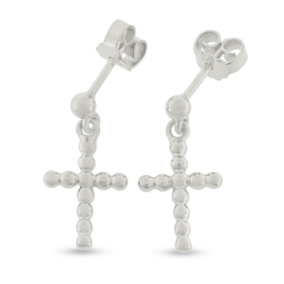 Billede af Ørehængere kors 14 kt. hvg.
