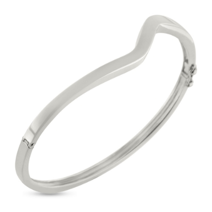 Billede af Armring med chener & lås, bølget overdel, 14 kt. hvg.