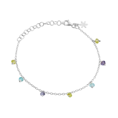 Billede af Susanne Friis Bjørner Armbånd sølv med farvede sten