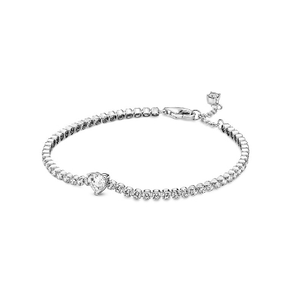 Billede af Pandora Funklende Hjerte Tennisarmbånd sølv m. cz (16-20 cm)