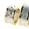 Billede af Ringe 14 kt. + sølv, d-ring 8 mm. med 5 brill. 2* 0,02, 2* 0,03, 1* 0,04 w/vs. herrering 10 mm. bred facon + 9,2 gr. (prisen er excl. guld)