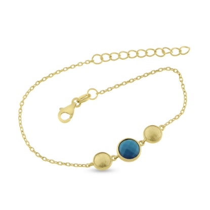 Billede af By Pind armbånd sølv forgyldt med turkis sten (15-18cm)