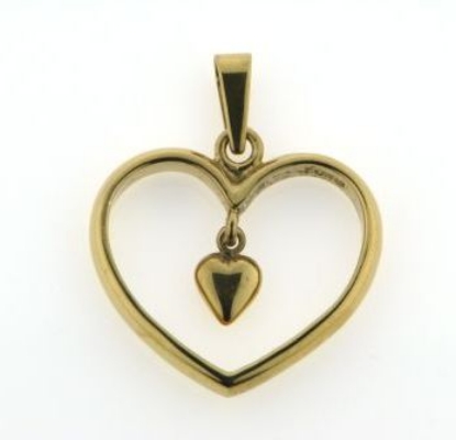 Billede af Vedh. m. lille løs hængende hjerte 8 kt. (gl. ring bruges)