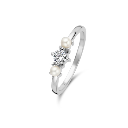 Billede af Spirit Icons Ocean ring sølv m. perle + synt. zirkonia str. 52