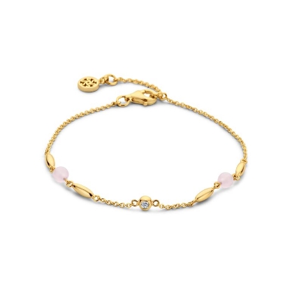 Billede af Spirit Icons Cornelia armbånd forgyldt sølv m. cz + pink milky (17-19 cm)