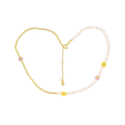 Billede af Hultquist Alan Halskæde sølv forgyldt m. ferskvandsperler 35+5cm