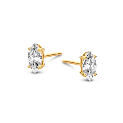 Billede af *Spirit Icons Cassiopeia Oval ørestikker forgyldt sølv m. cz