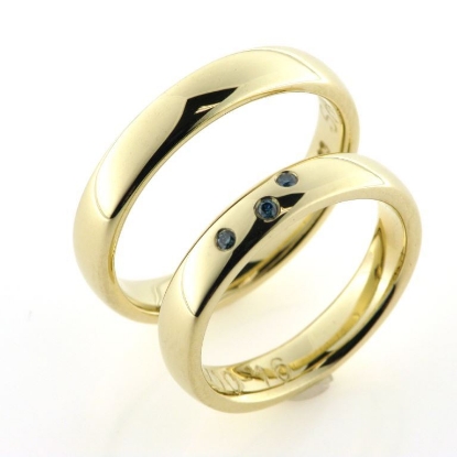 Billede af Vielses & Forlovelses ringe, 3* 0,01 ct. Sky blue i damering 14 kt.