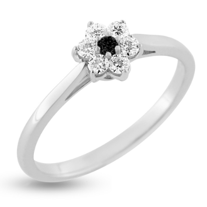 Billede af Ring roset brillant sort 0,02 ct. + 6 brill. a 0,015 w/vs 14 kt. hvg.