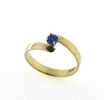 Billede af Ring forskudt, grabbe fatning 3,5 m/m. syn. sten 14 kt.