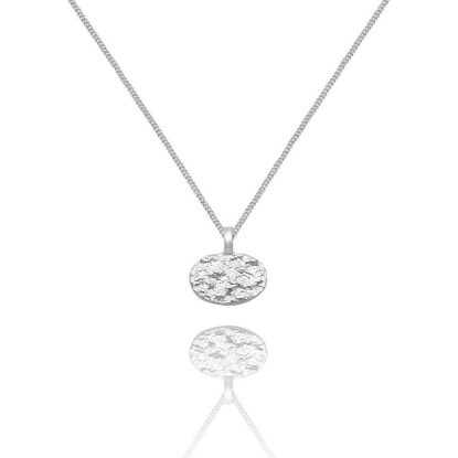 Billede af *WiOGA Greta halskæde sølv med ovalt rustikt vedhæng (45+5cm)