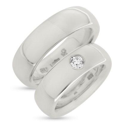 Billede af Vielses & Forlovelses ringe oval profil, damer. brill. 0,25 w/vs. 14 kt. hvg.